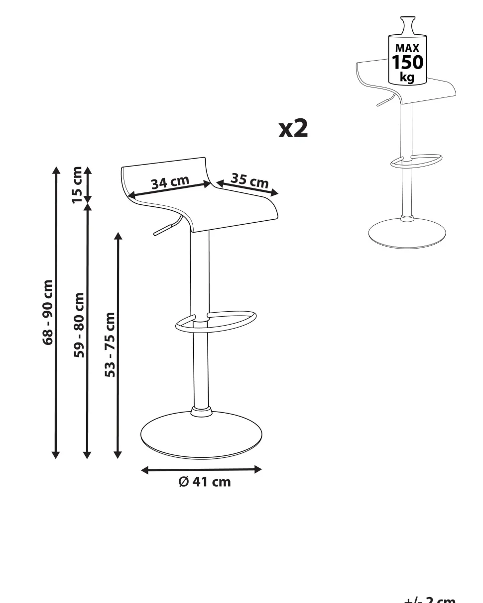 Barhocker Weis Hohenverstellbar 2Er Set Valencia