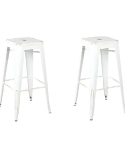 Barhocker Weis-Gold 2Er Set Hohe 76 Cm Cabrillo