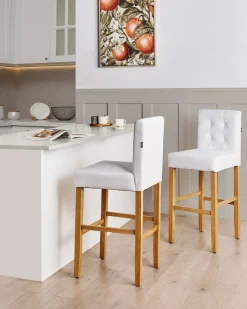 Barstuhl Kunstleder / Kiefernholz Weis 2Er Set Madison