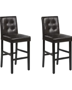 Barstuhl Kunstleder / Kiefernholz Braun 2Er Set Madison
