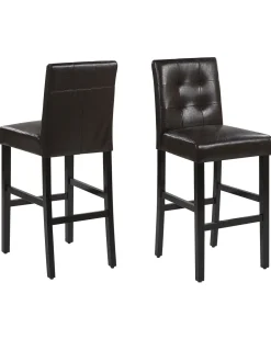 Barstuhl Kunstleder / Kiefernholz Braun 2Er Set Madison