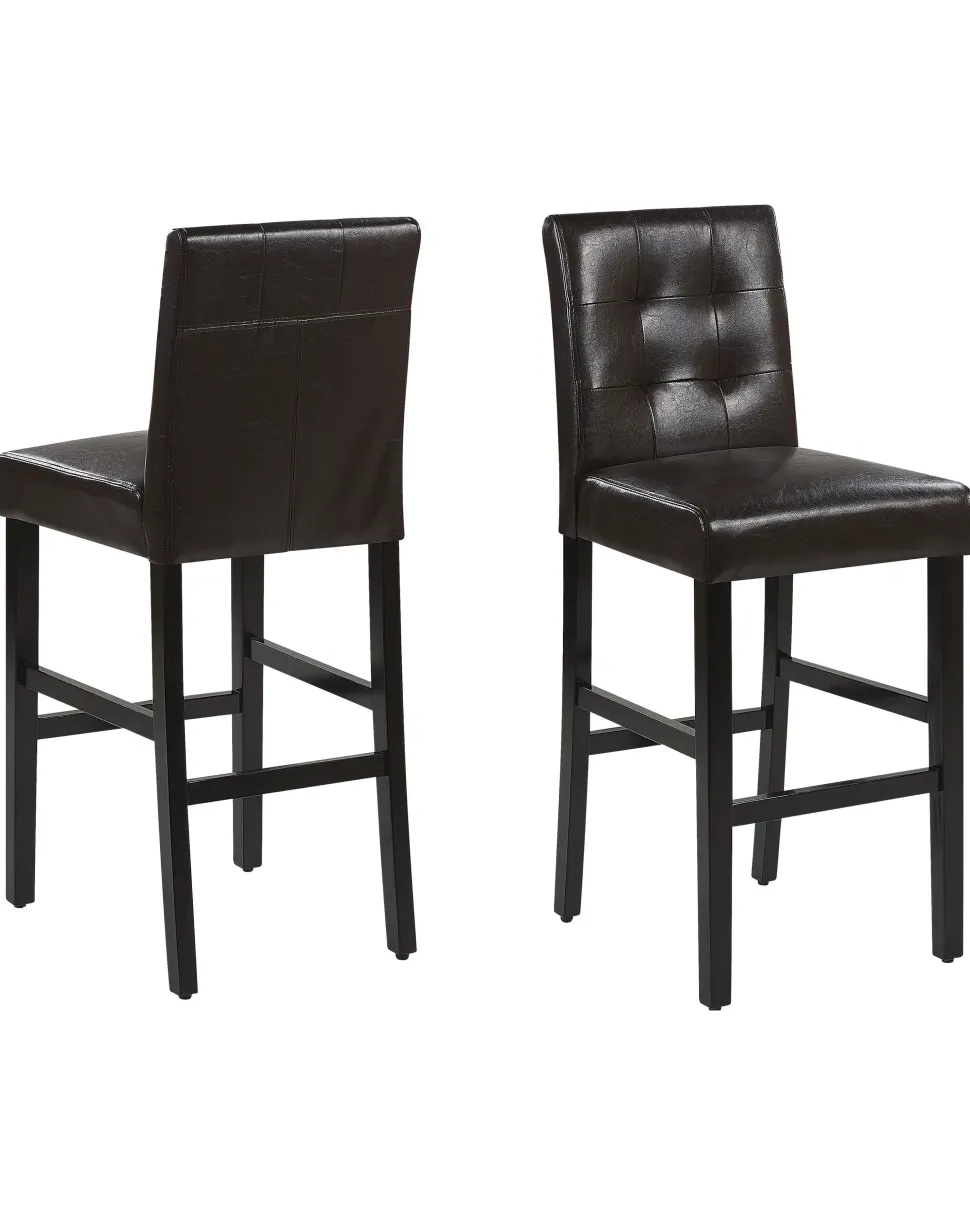 Barstuhl Kunstleder / Kiefernholz Braun 2Er Set Madison