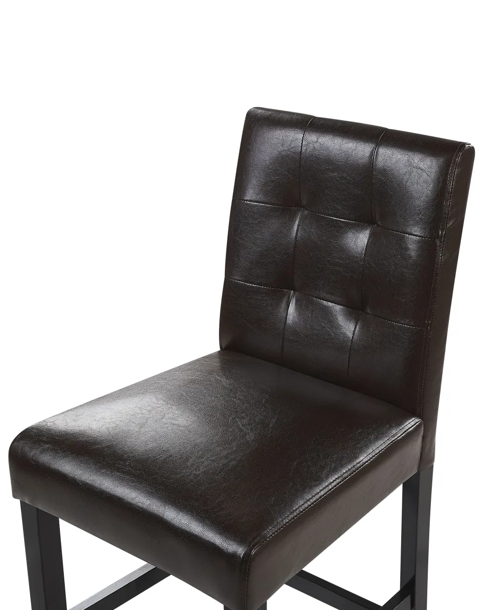 Barstuhl Kunstleder / Kiefernholz Braun 2Er Set Madison