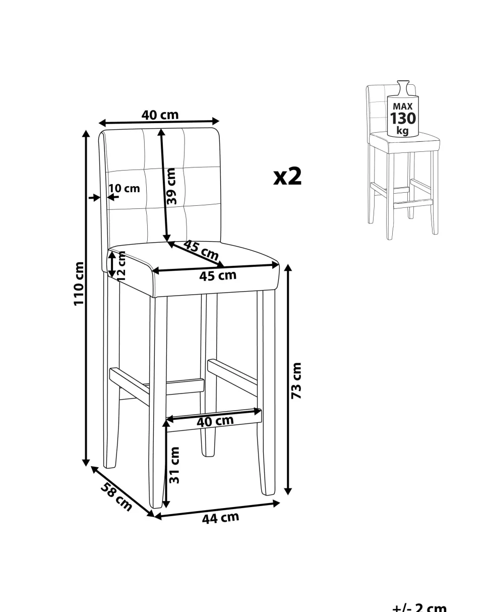 Barstuhl Kunstleder / Kiefernholz Braun 2Er Set Madison