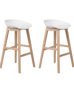 Barstuhl Kunststoff / Buchenholz Weis 2Er Set Micco