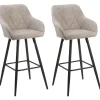 Barstuhl Polsterbezug Beige / Schwarz 2Er Set Darien