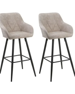 Barstuhl Polsterbezug Beige / Schwarz 2Er Set Darien