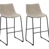 Barstuhl Polsterbezug Beige / Schwarz 2Er Set Franks