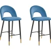 Barstuhl Samtstoff Blau 2Er Set Falton