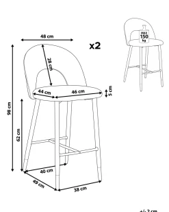 Barstuhl Samtstoff Blau 2Er Set Falton