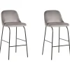 Barstuhl Samtstoff Grau / Schwarz 2Er Set Nekoma
