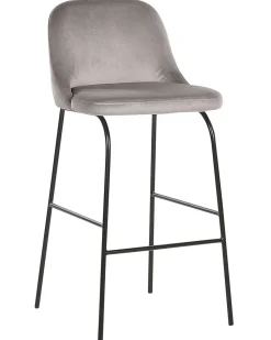 Barstuhl Samtstoff Grau / Schwarz 2Er Set Nekoma