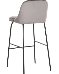 Barstuhl Samtstoff Grau / Schwarz 2Er Set Nekoma