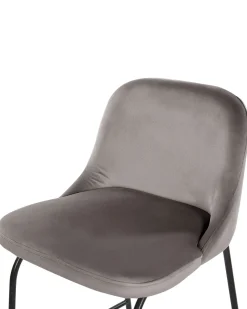 Barstuhl Samtstoff Grau / Schwarz 2Er Set Nekoma