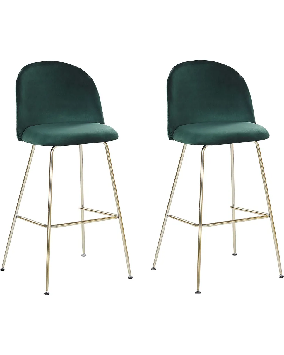 Barstuhl Samtstoff Grun / Gold 2Er Set Arcola