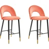 Barstuhl Samtstoff Korallenrot 2Er Set Falton