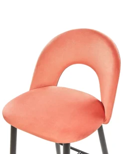 Barstuhl Samtstoff Korallenrot 2Er Set Falton
