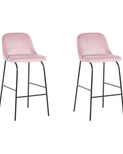 Barstuhl Samtstoff Rosa / Schwarz 2Er Set Nekoma