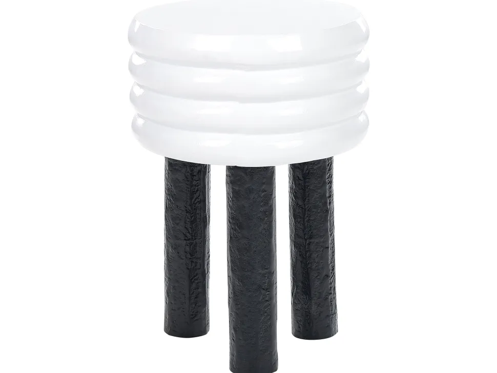 Beistelltisch Aluminium Weis / Schwarz Rund 33 Cm Kikiwa
