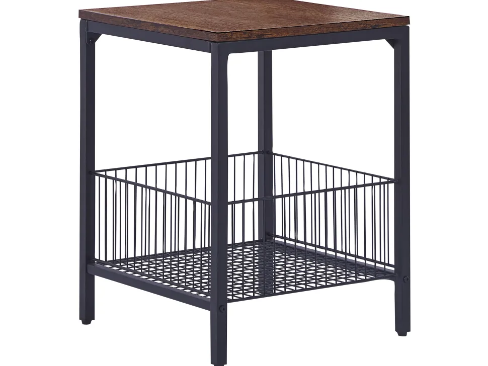 Beistelltisch Dunkler Holzfarbton / Schwarz Quadratisch 40 X 40 Cm Kenner