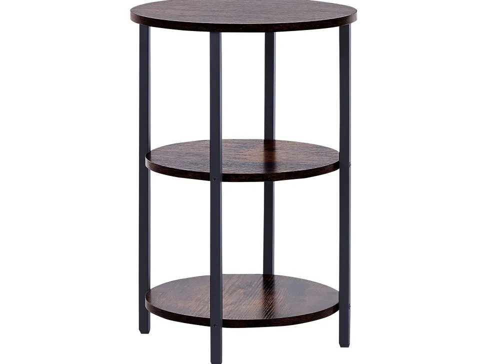 Beistelltisch Dunkler Holzfarbton / Schwarz Rund 40 Cm Tolar