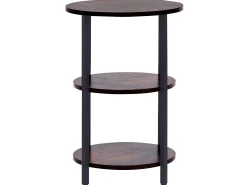 Beistelltisch Dunkler Holzfarbton / Schwarz Rund 40 Cm Tolar