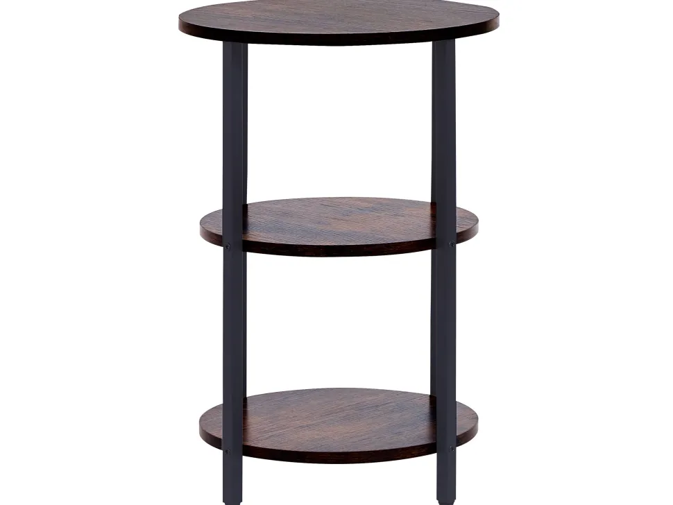 Beistelltisch Dunkler Holzfarbton / Schwarz Rund 40 Cm Tolar