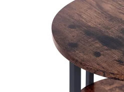 Beistelltisch Dunkler Holzfarbton / Schwarz Rund 40 Cm Tolar