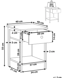 Beistelltisch Dunkler Holzfarbton / Schwarz Quadratisch Vester