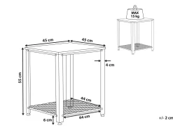 Beistelltisch Dunkler Holzfarbton / Schwarz Quadratisch 45 X 45 Cm Aston