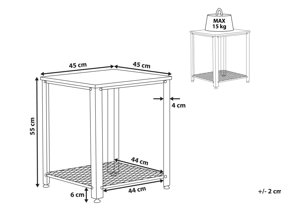 Beistelltisch Dunkler Holzfarbton / Schwarz Quadratisch 45 X 45 Cm Aston