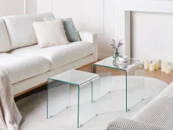 Beistelltisch 2Er Set Glas Transparent Rechteckig Kendall
