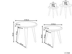 Beistelltisch 2Er Set Mangoholz Heller Holzfarbton / Weis Rund Hursi