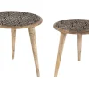Beistelltisch 2Er Set Mango Holz Hellbraun Rund Sharma
