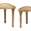 Beistelltisch 2Er Set Mangoholz Heller Holzfarbton Dreieckig Saora