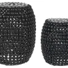 Beistelltisch 2Er Set Schwarz Perlen-Optik Oval Uhana