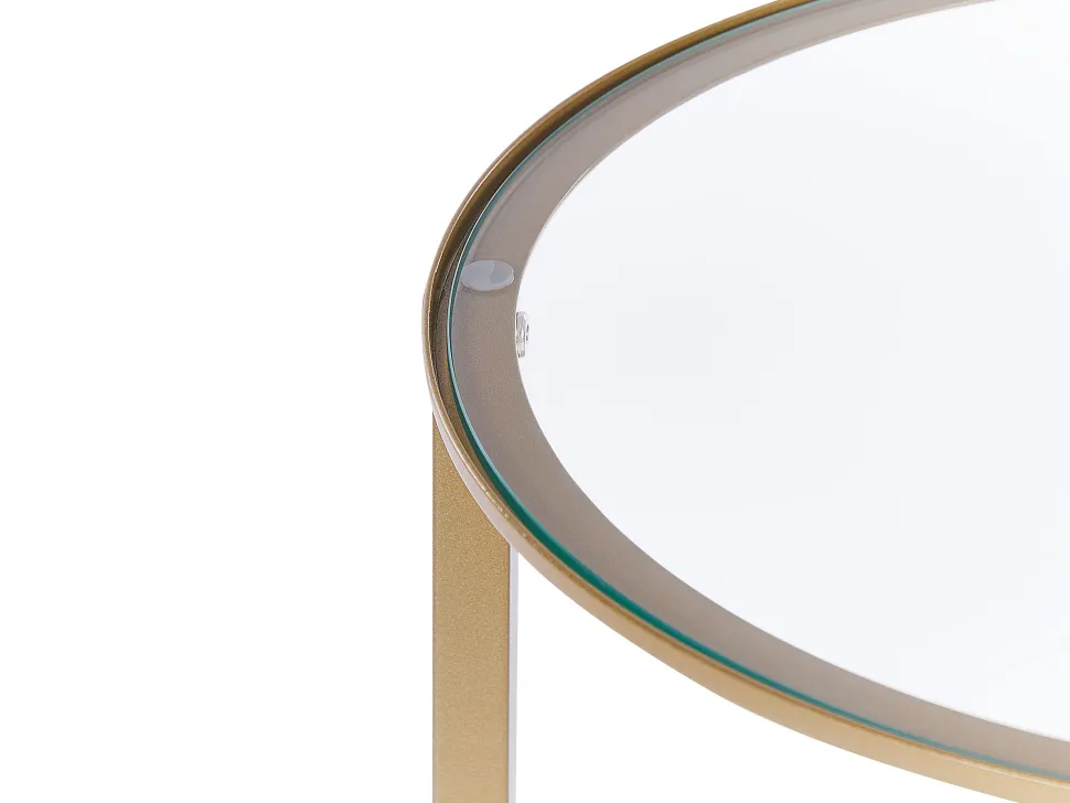 Beistelltisch Glas Gold / Dunkler Holzfarbton 40 Cm Libby