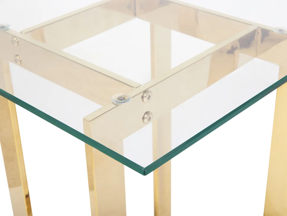 Beistelltisch Glas Gold Quadratisch 40 X 40 Cm Crystal