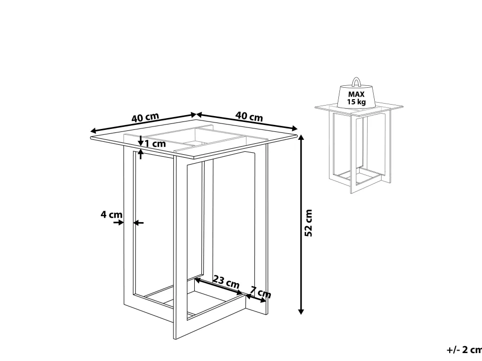 Beistelltisch Glas Gold Quadratisch 40 X 40 Cm Crystal