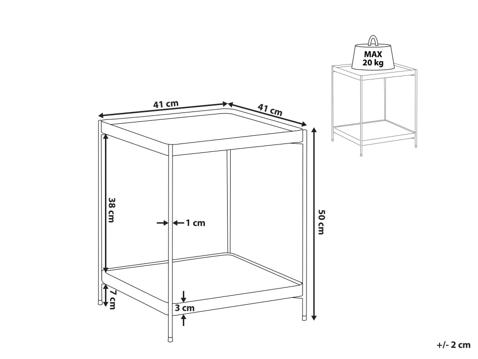 Beistelltisch Glas Gold Quadratisch 41 X 41 Cm Alsea Klein