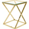 Beistelltisch Glas Gold Quadratisch 40 X 40 Cm Beverly