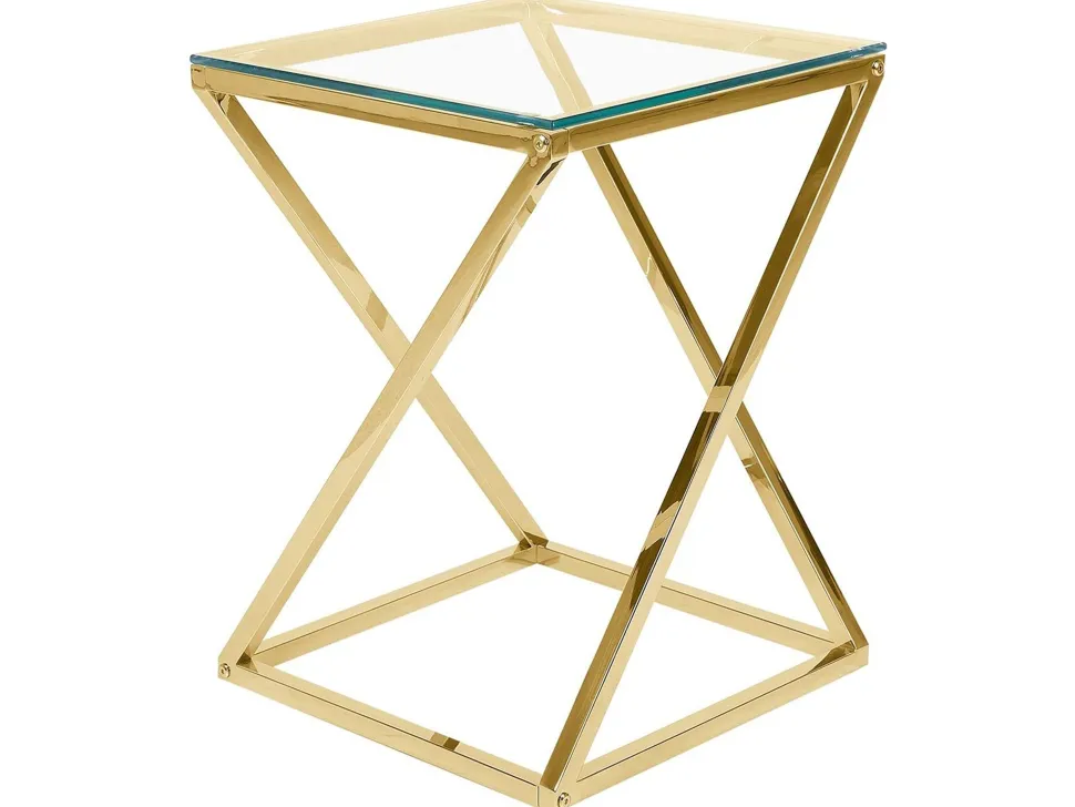 Beistelltisch Glas Gold Quadratisch 40 X 40 Cm Beverly