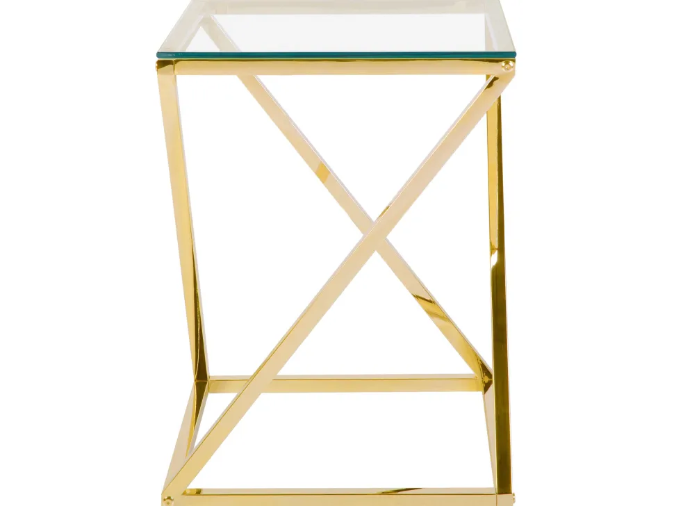 Beistelltisch Glas Gold Quadratisch 40 X 40 Cm Beverly