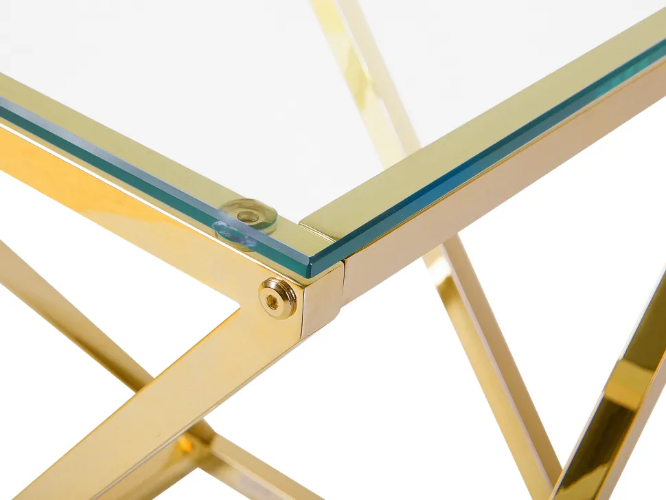 Beistelltisch Glas Gold Quadratisch 40 X 40 Cm Beverly