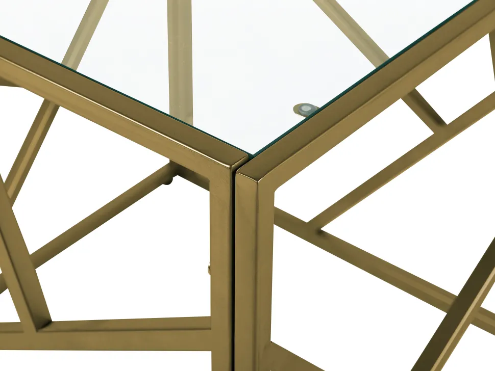 Beistelltisch Glas Gold Quadratisch 50 X 50 Cm Orland