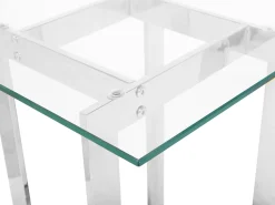 Beistelltisch Glas Silber Quadratisch 40 X 40 Cm Crystal