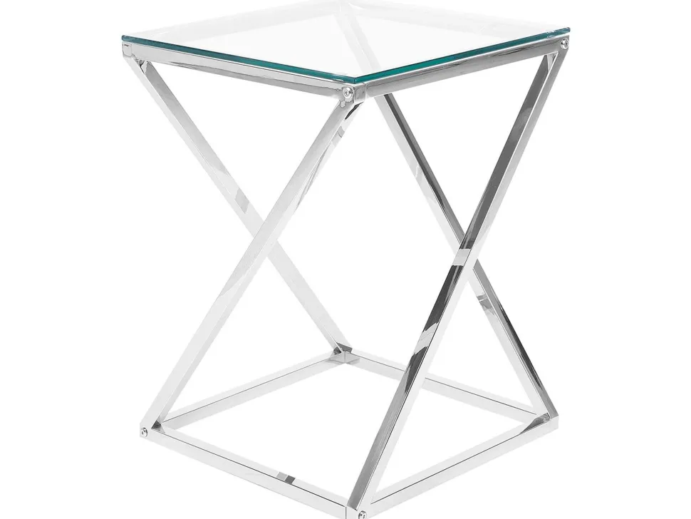 Beistelltisch Glas Silber Quadratisch 40 X 40 Cm Beverly