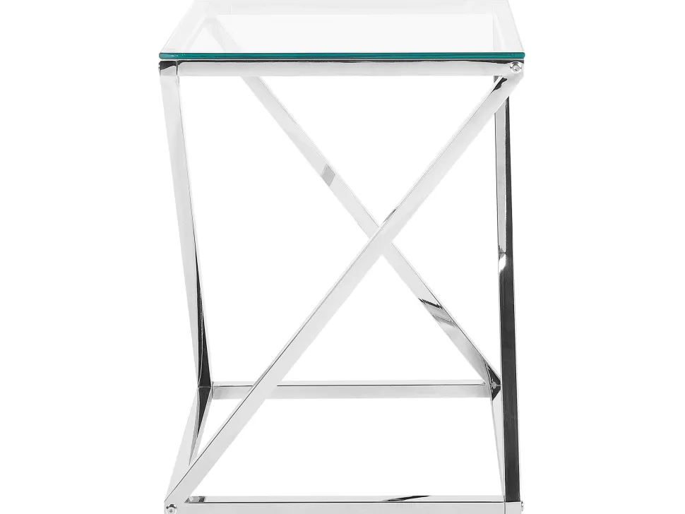 Beistelltisch Glas Silber Quadratisch 40 X 40 Cm Beverly