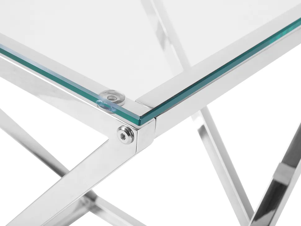 Beistelltisch Glas Silber Quadratisch 40 X 40 Cm Beverly