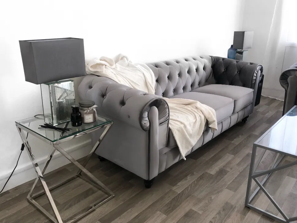 Beistelltisch Glas Silber Quadratisch 40 X 40 Cm Beverly